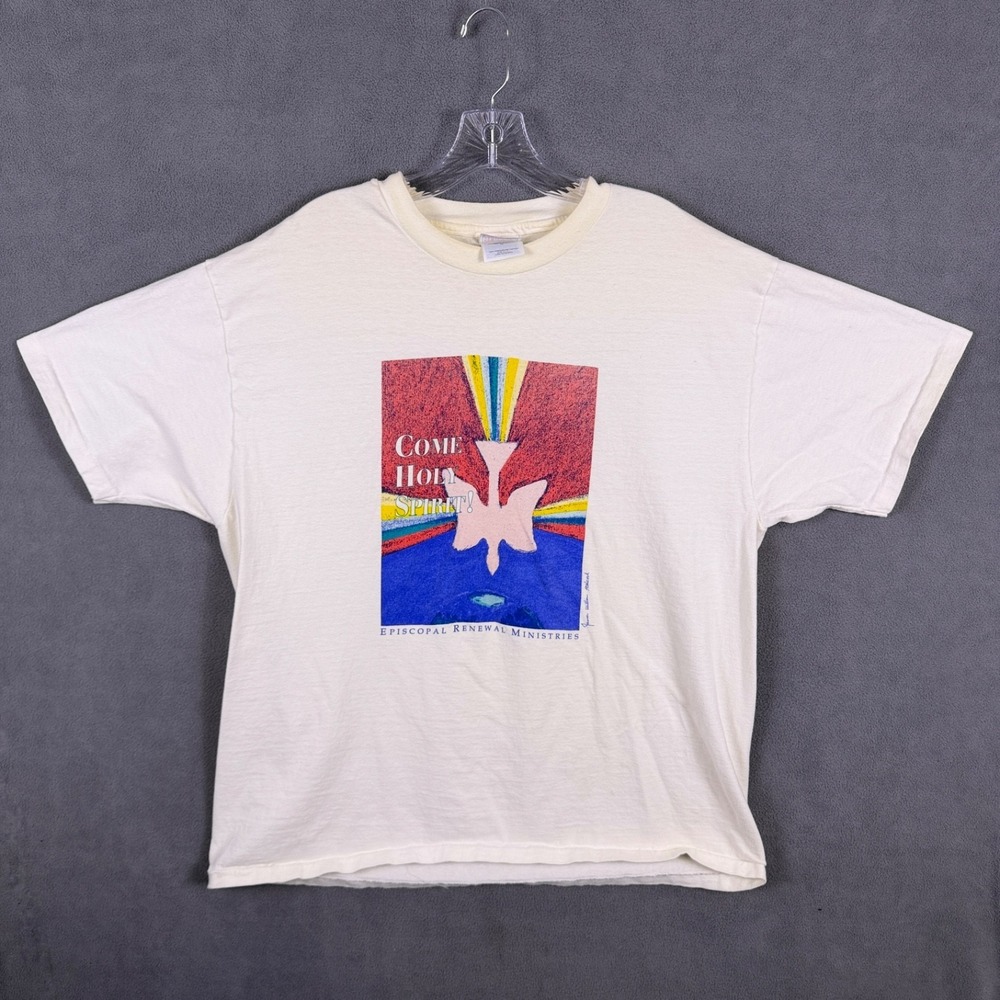 Vintage‎ 90s Come Holy Spirit Mens XL T-Shirt USA Made Single Stitch White Read!